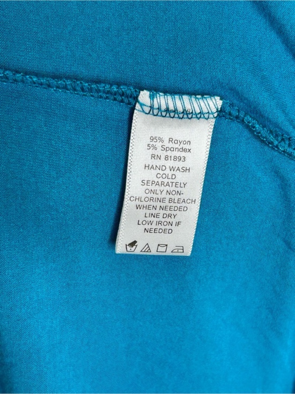 Isaac Mizrah Colorblock Maxi Dress Green Teal Short Sleeve V Neck Medium - Picture 7 of 7